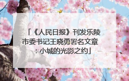 《人民日报》刊发乐陵市委书记王晓勇署名文章：小城的光影之约