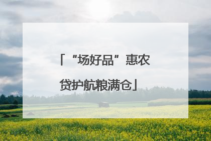 “场好品”惠农贷护航粮满仓