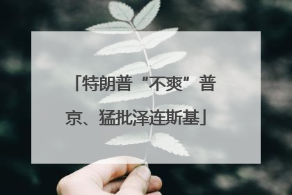 特朗普“不爽”普京、猛批泽连斯基
