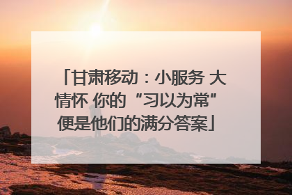 甘肃移动：小服务 大情怀 你的“习以为常”便是他们的满分答案