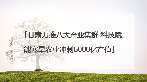 甘肃力推八大产业集群 科技赋能寒旱农业冲刺6000亿产值