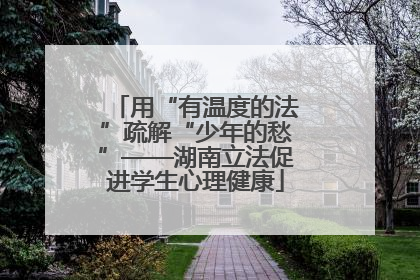 用“有温度的法”疏解“少年的愁”——湖南立法促进学生心理健康