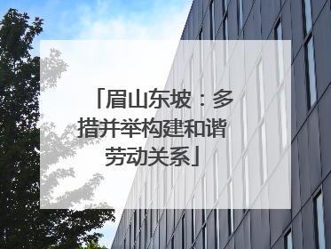眉山东坡：多措并举构建和谐劳动关系