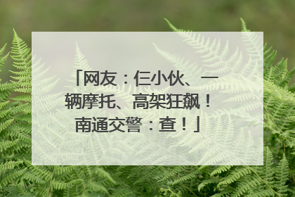 网友：仨小伙、一辆摩托、高架狂飙！南通交警：查！