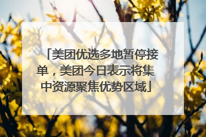 美团优选多地暂停接单，美团今日表示将集中资源聚焦优势区域