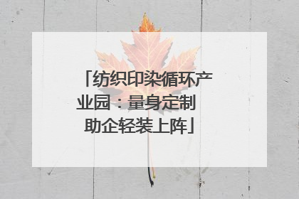 纺织印染循环产业园：量身定制 助企轻装上阵