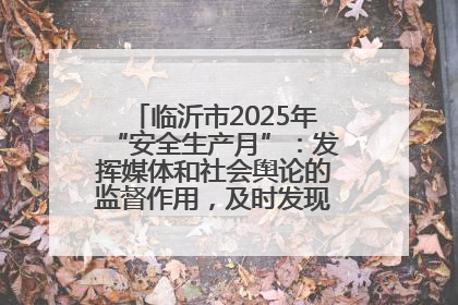 临沂市2025年“安全生产月”：发挥媒体和社会舆论的监督作用，及时发现并消除安全隐患