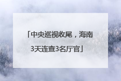 中央巡视收尾，海南3天连查3名厅官