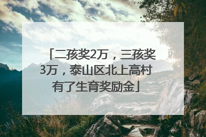 二孩奖2万，三孩奖3万，泰山区北上高村有了生育奖励金