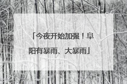 今夜开始加强！阜阳有暴雨、大暴雨