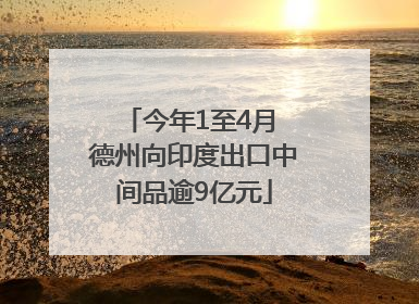 今年1至4月 德州向印度出口中间品逾9亿元