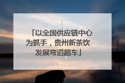以全国供应链中心为抓手，贵州新茶饮发展弯道超车