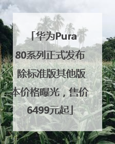 华为Pura 80系列正式发布 除标准版其他版本价格曝光，售价6499元起