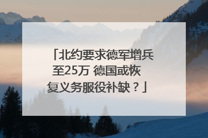 北约要求德军增兵至25万 德国或恢复义务服役补缺？