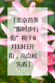北京首条“限时步行街”将于6月13日开街，亮点抢先看