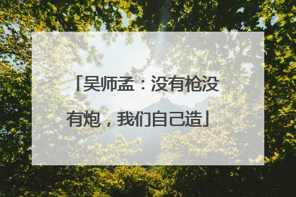 吴师孟：没有枪没有炮，我们自己造