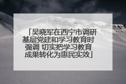 吴晓军在西宁市调研基层党建和学习教育时强调 切实把学习教育成果转化为惠民实效