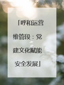 呼和运营维管段：党建文化赋能安全发展