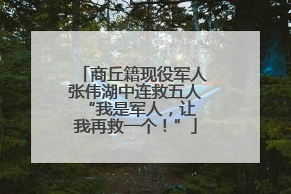 商丘籍现役军人张伟湖中连救五人 “我是军人，让我再救一个！”
