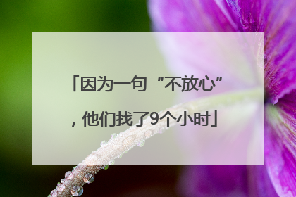 因为一句“不放心”，他们找了9个小时