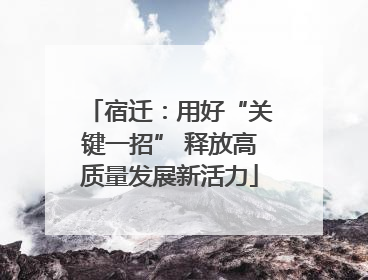 宿迁：用好“关键一招” 释放高质量发展新活力