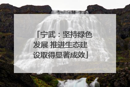 宁武：坚持绿色发展 推进生态建设取得显著成效