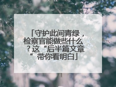 守护此间青绿，检察官能做些什么？这“后半篇文章”带你看明白