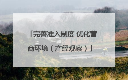 完善准入制度 优化营商环境（产经观察）