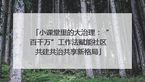 小课堂里的大治理：“百千万”工作法赋能社区共建共治共享新格局