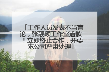 工作人员发表不当言论，张靓颖工作室道歉！立即终止合作，并要求公司严肃处理