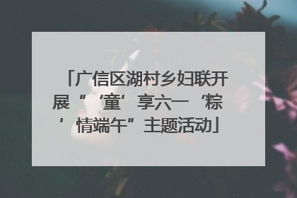 广信区湖村乡妇联开展“‘童’享六一‘粽’情端午”主题活动