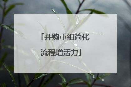 并购重组简化流程增活力