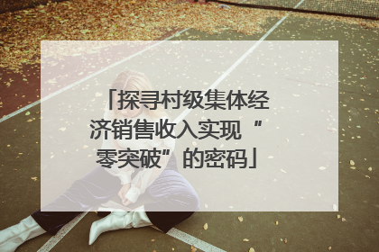 探寻村级集体经济销售收入实现“零突破”的密码