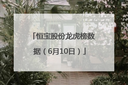 恒宝股份龙虎榜数据（6月10日）