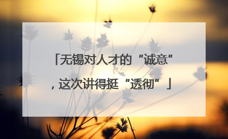 无锡对人才的“诚意”，这次讲得挺“透彻”