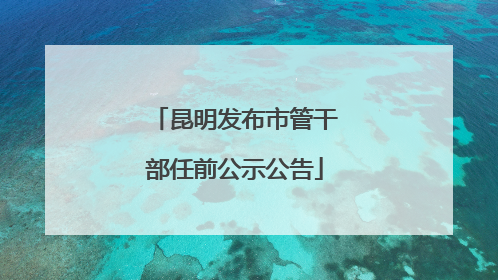 昆明发布市管干部任前公示公告