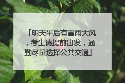 明天午后有雷雨大风，考生请提前出发，通勤尽量选择公共交通