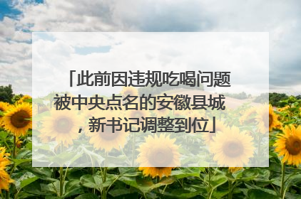 此前因违规吃喝问题被中央点名的安徽县城，新书记调整到位