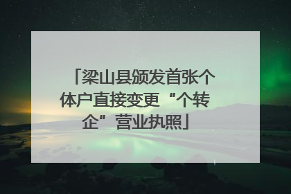 梁山县颁发首张个体户直接变更“个转企”营业执照
