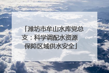 潍坊市牟山水库党总支：科学调配水资源 保障区域供水安全