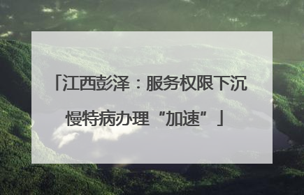 江西彭泽：服务权限下沉 慢特病办理“加速”