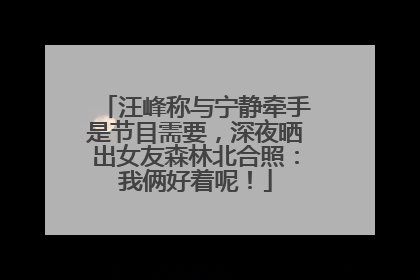 汪峰称与宁静牵手是节目需要，深夜晒出女友森林北合照：我俩好着呢！