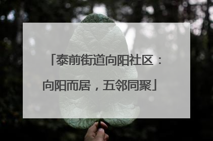 泰前街道向阳社区：向阳而居，五邻同聚