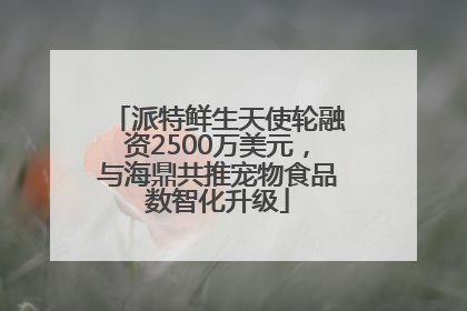 派特鲜生天使轮融资2500万美元，与海鼎共推宠物食品数智化升级