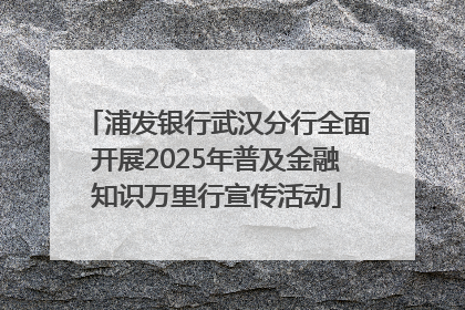 浦发银行武汉分行全面开展2025年普及金融知识万里行宣传活动
