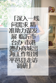 深入一线问需求 精准助力谋发展 临沂市台办 市港澳办商城出海工作组到平邑县走访调研