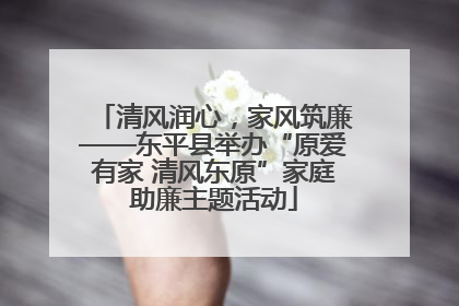 清风润心，家风筑廉——东平县举办“原爱有家 清风东原”家庭助廉主题活动