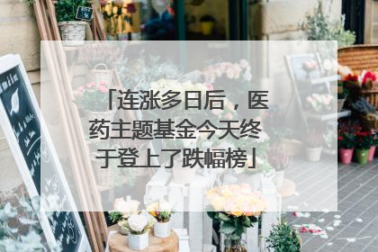 连涨多日后，医药主题基金今天终于登上了跌幅榜