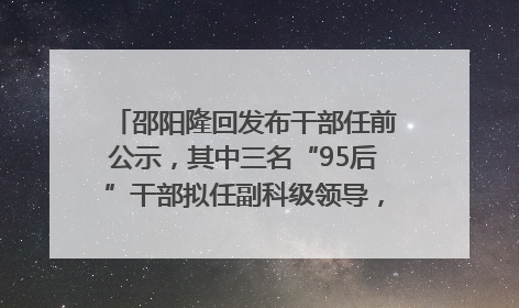 邵阳隆回发布干部任前公示，其中三名“95后”干部拟任副科级领导，均系硕士选调生