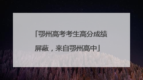 鄂州高考考生高分成绩屏蔽，来自鄂州高中